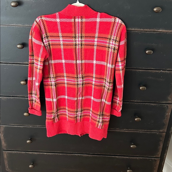 Red Plaid Button-Up Cardigan - Picture 2 of 2